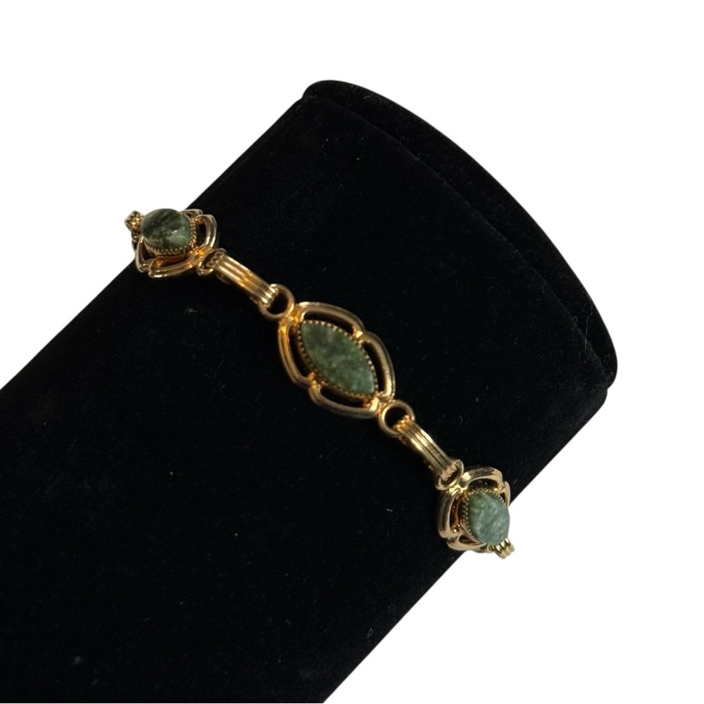 Vintage 12K GF Bracelet w/ Green Jade